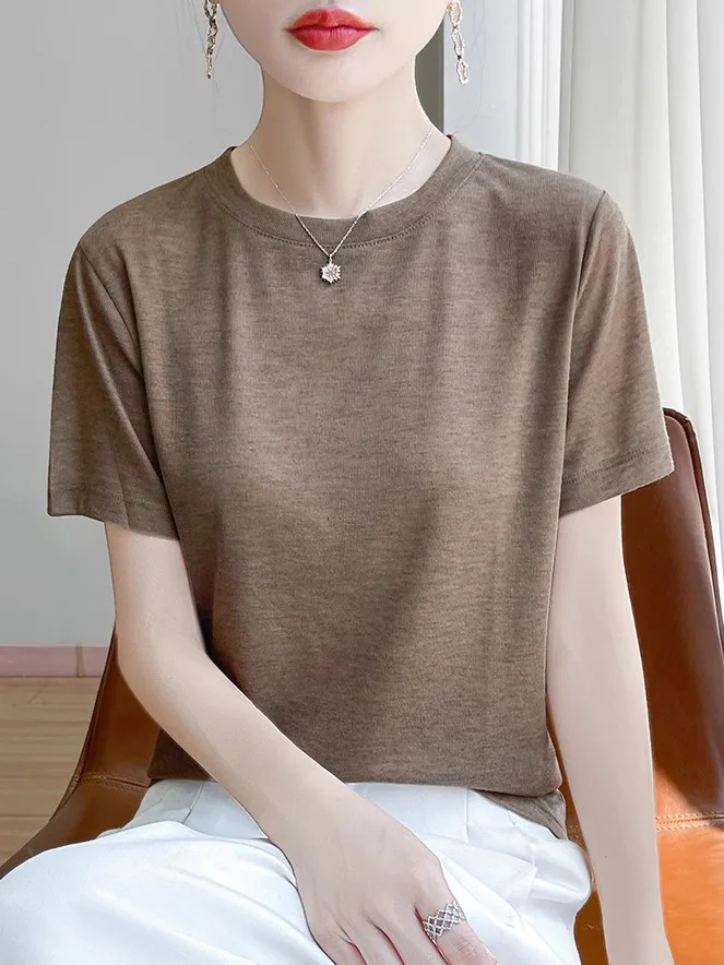 Loose Fit Short Sleeve round Neck Women's T-Shirt Thin Summer Base Layer Shirt Versatile Slimming Inner Wear Commute Style
Loose Fit Short Sleeve round Neck Women's T-Shirt Thin Summer Base Layer Shirt Versatile Slimming Inner Wear Commute Style