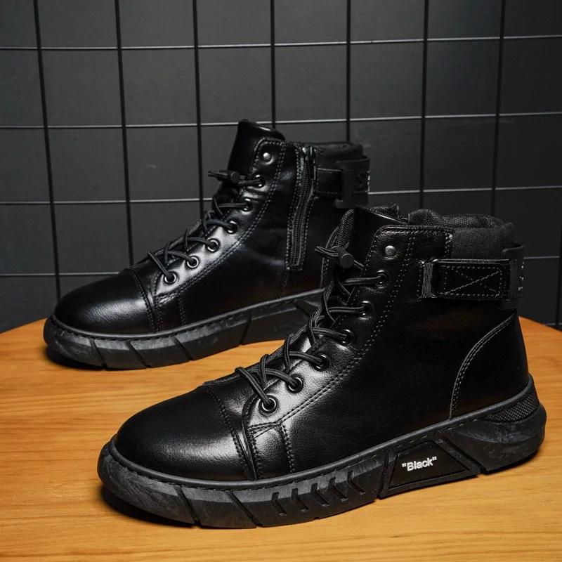 Fashion High Top Men's Leather Boots British Style Platform Boots for Men Fleece and Warm Soft Soled Men's Boots Resistant Shoes
Fashion High Top Men's Leather Boots British Style Platform Boots for Men Fleece and Warm Soft Soled Men's Boots Resistant Shoes