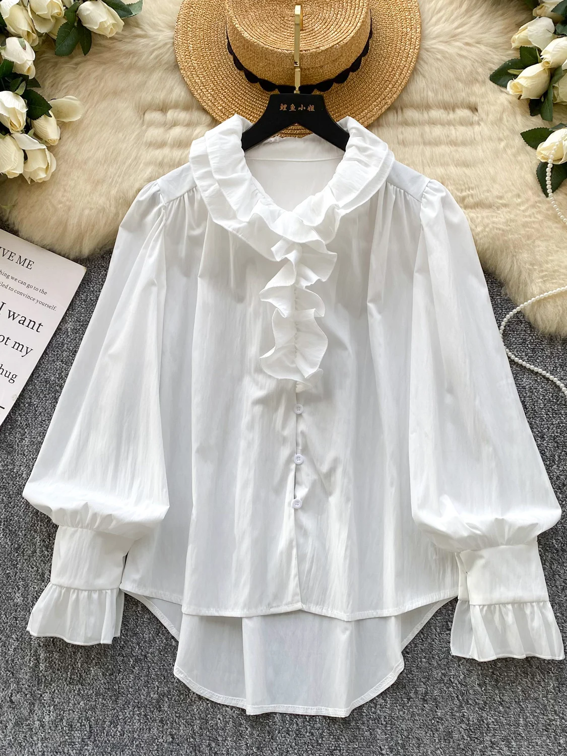 Chic Long Sve Asymmetrical irt Women's Loose Fit Slimming Top Wooden Trim Splice Sweet Gentle Sle Casual irt
Chic Long Sve Asymmetrical irt Women's Loose Fit Slimming Top Wooden Trim Splice Sweet Gentle Sle Casual irt