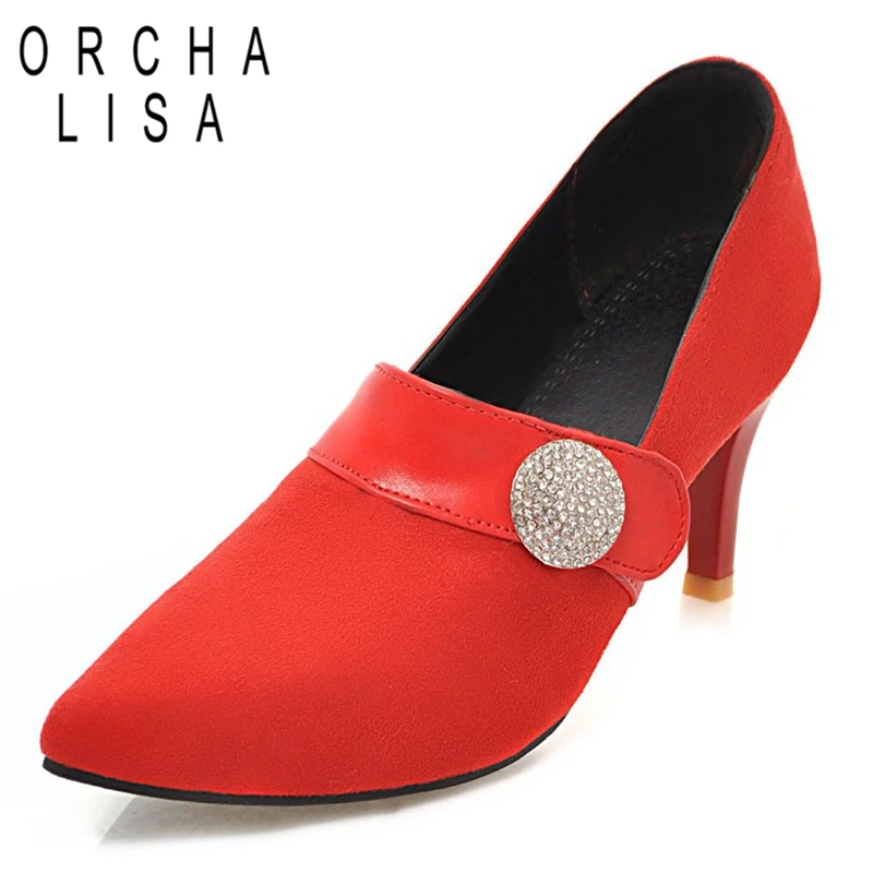 ORCHA LISA Сексуальные офисные женские туфли-лодочки из флока с острым носком, замшевые туфли на тонком каблуке 7 см, слипоны с кристаллами, большой размер 41 42 43, модная обувь для вечеринок
ORCHA LISA Сексуальные офисные женские туфли-лодочки из флока с острым носком, замшевые туфли на тонком каблуке 7 см, слипоны с кристаллами, большой размер 41 42 43, модная обувь для вечеринок