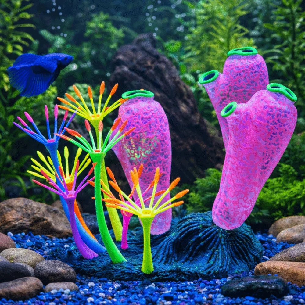 Simulation Thumb Coral Ornament Silicone Colorful Glowing Coral Fluorescence Artificial Plants Luminous Coral
Simulation Thumb Coral Ornament Silicone Colorful Glowing Coral Fluorescence Artificial Plants Luminous Coral