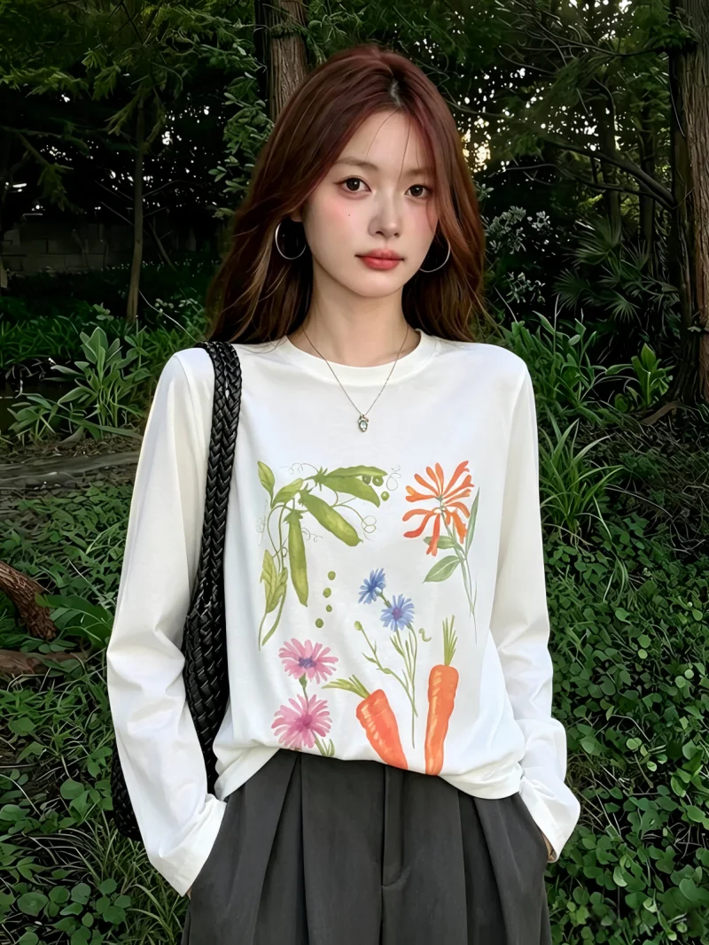 Summer New Style Women's Long Sleeve T-Shirt Carrot Print Thin Loose Feeling Anti-Aging Sun Protection Cover up Korean Version
Summer New Style Women's Long Sleeve T-Shirt Carrot Print Thin Loose Feeling Anti-Aging Sun Protection Cover up Korean Version