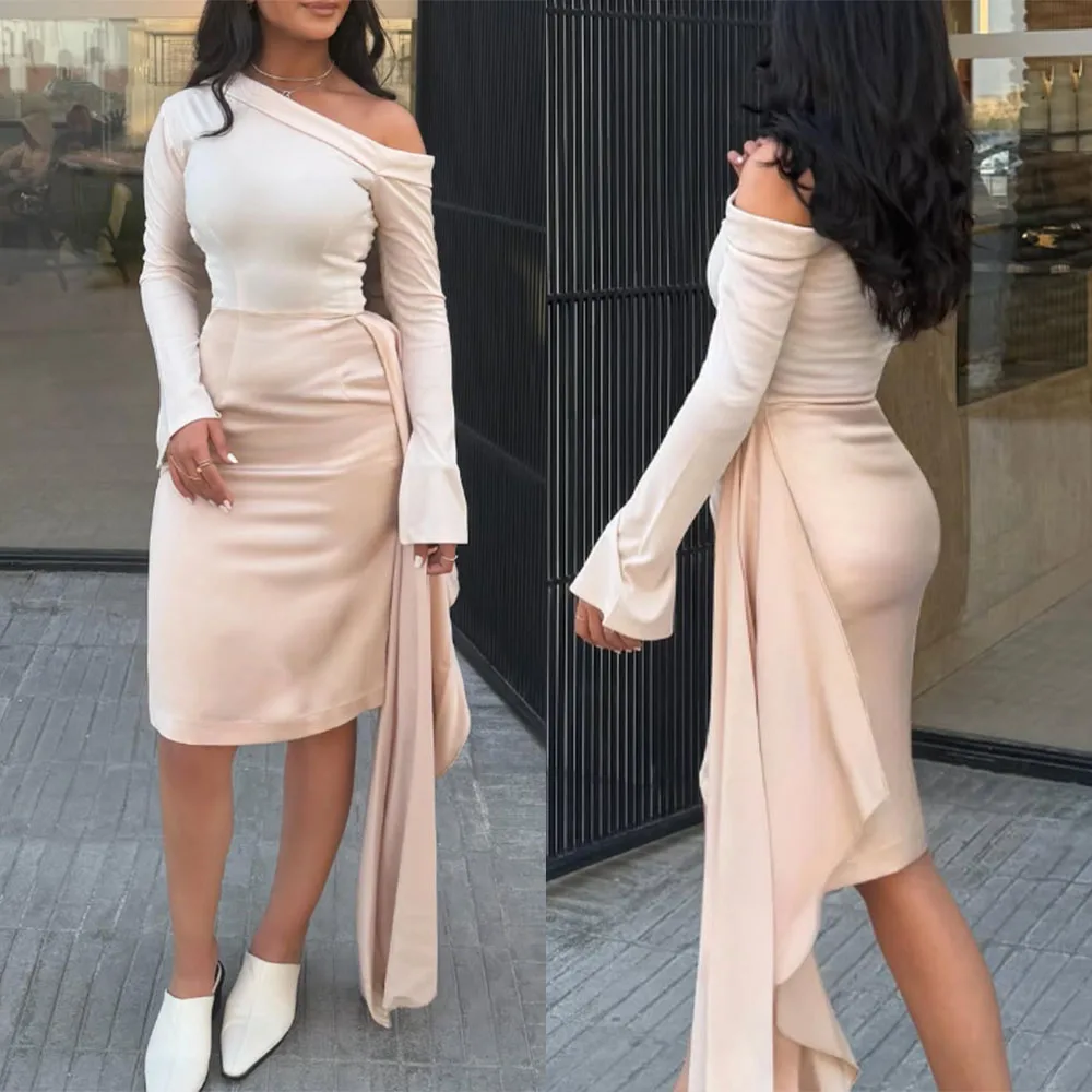 High Quality Customized Knee Length Pink Stain Full Sleeves Vestidos Elegantes Para Mujer Para Una Boda Платье Корейский Стиль
High Quality Customized Knee Length Pink Stain Full Sleeves Vestidos Elegantes Para Mujer Para Una Boda Платье Корейский Стиль