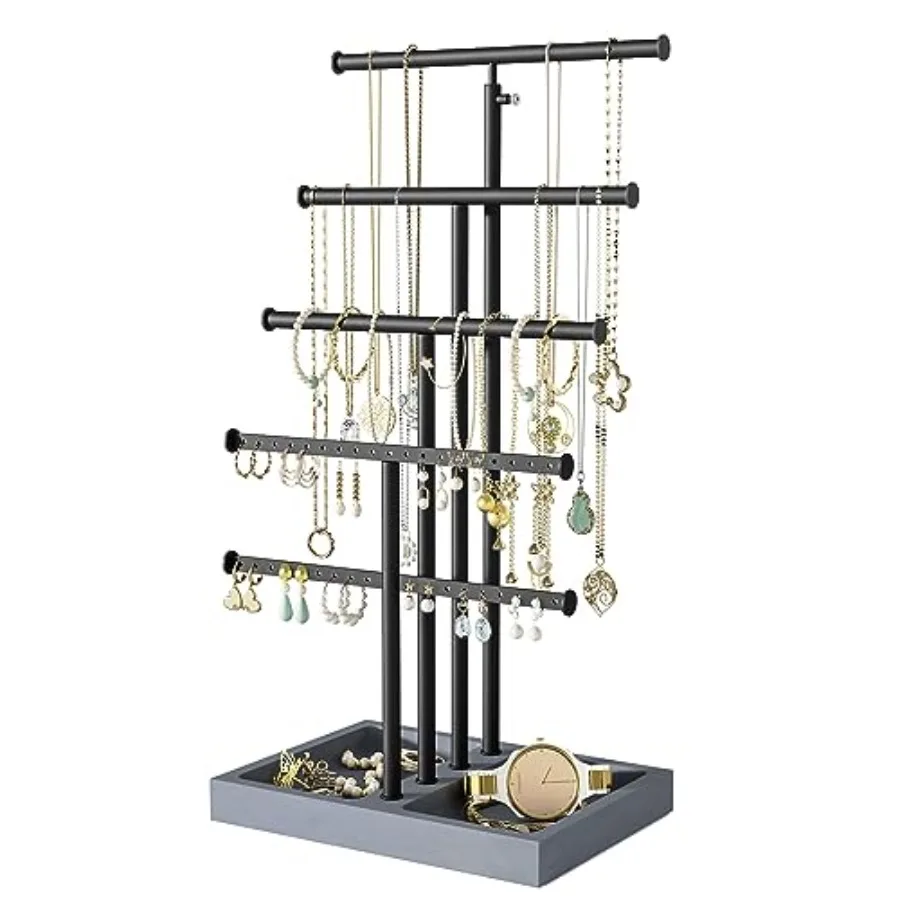 Jewelry Organizer Stand, 5 Tier Large Necklace Holder with Wood Base, Jewelry holder stand Tree for Display, Bracelets Earrings
Jewelry Organizer Stand, 5 Tier Large Necklace Holder with Wood Base, Jewelry holder stand Tree for Display, Bracelets Earrings