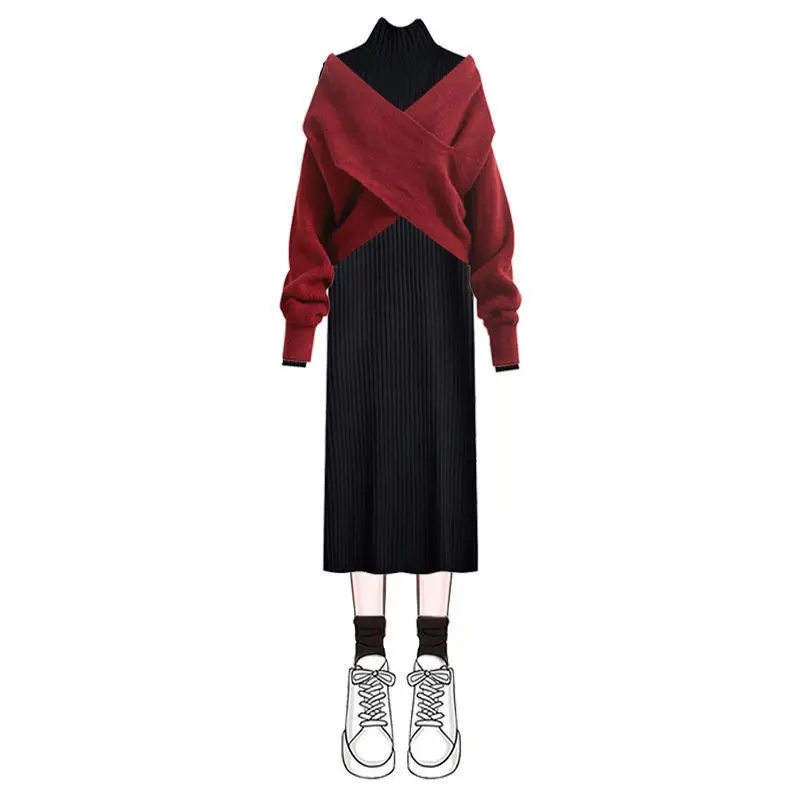 Women's 2023 New Spring Autumn Fashion Korean Suits Ladies Knitted Sweater + Pullover Dresses Two Piece Sets Clothing S11
Women's 2023 New Spring Autumn Fashion Korean Suits Ladies Knitted Sweater + Pullover Dresses Two Piece Sets Clothing S11
