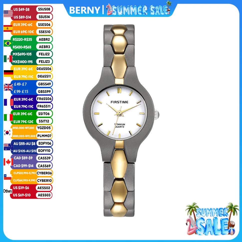 BERNY Titanium Women's Watch Fashion Quartz Ladies Watches Small Dial Japan Movement Lightweight Golden Wristwatch Waterproof
BERNY Titanium Women's Watch Fashion Quartz Ladies Watches Small Dial Japan Movement Lightweight Golden Wristwatch Waterproof