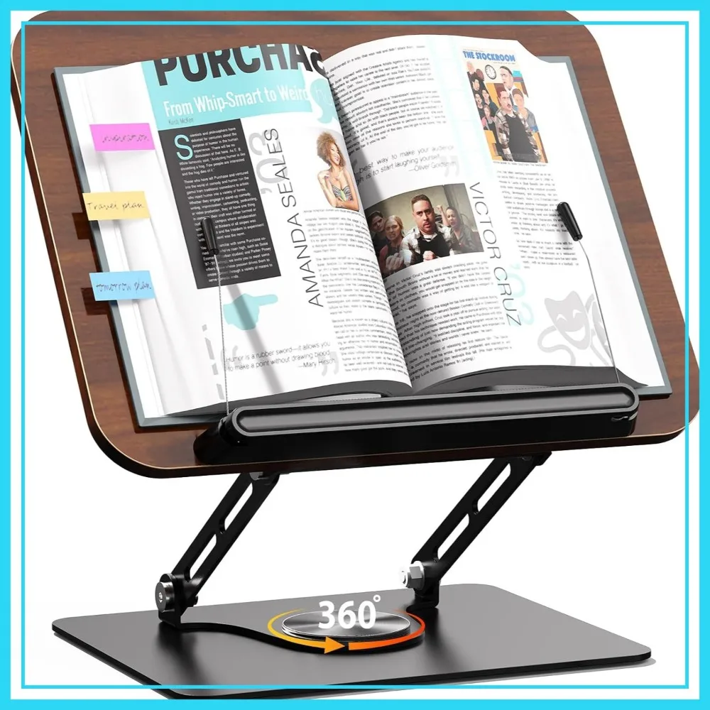 Adjustable Book Holder with 360° Rotating Base, Foldable Stand for Cookbook, Textbook, Tablets, Laptops
Adjustable Book Holder with 360° Rotating Base, Foldable Stand for Cookbook, Textbook, Tablets, Laptops