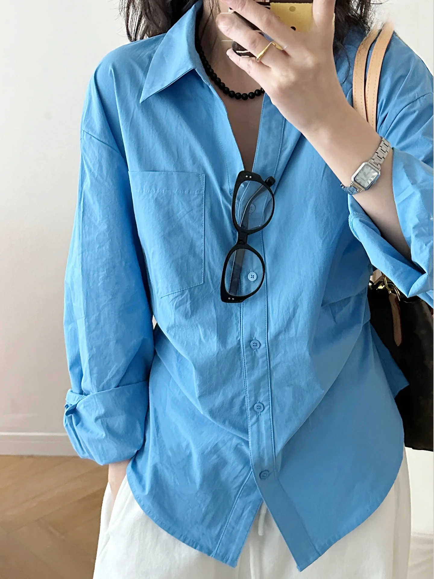 Blue Korean Style Loose Shirt Women's Long Sleeve Belted Waist in Commuting Slim Fit Shirt Coat Cotton Sun Protection
Blue Korean Style Loose Shirt Women's Long Sleeve Belted Waist in Commuting Slim Fit Shirt Coat Cotton Sun Protection