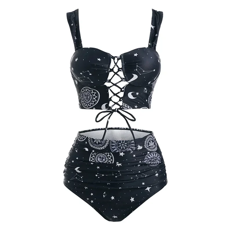 Dressfo женский винтажный комплект танкини, купальник с принтом Солнца, Луны и звезды, купальный костюм на шнуровке, летний пляжный купальник с контролем живота
Dressfo женский винтажный комплект танкини, купальник с принтом Солнца, Луны и звезды, купальный костюм на шнуровке, летний пляжный купальник с контролем живота
