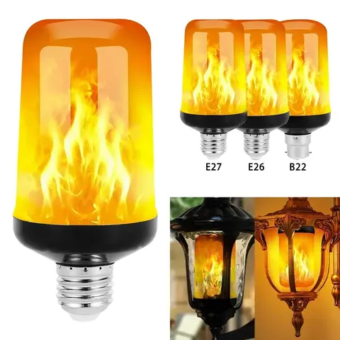 LED Flame Light Bulbs 4 Modes Party LED Flame Effect Light Simulation Fire Lights Bulb KTV Festival Garden Decor Smart Light