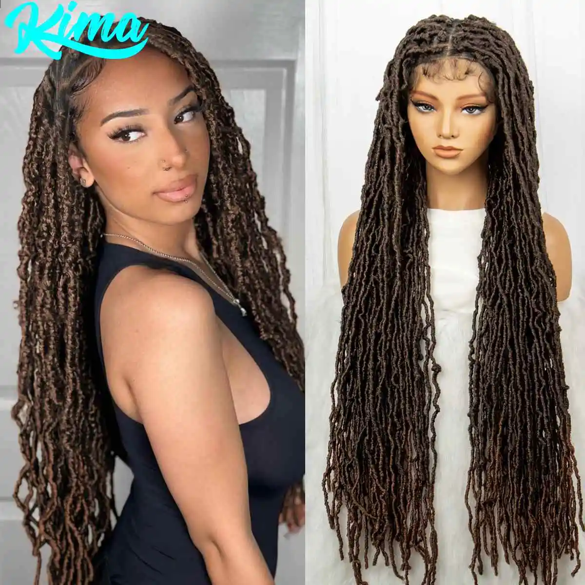 36inch Ombre Faux Locs Braided Lace Wig Dreadlock Locs Braided Wigs Synthetic Knotless Box Braids Wig for Women With Baby Hair
36inch Ombre Faux Locs Braided Lace Wig Dreadlock Locs Braided Wigs Synthetic Knotless Box Braids Wig for Women With Baby Hair