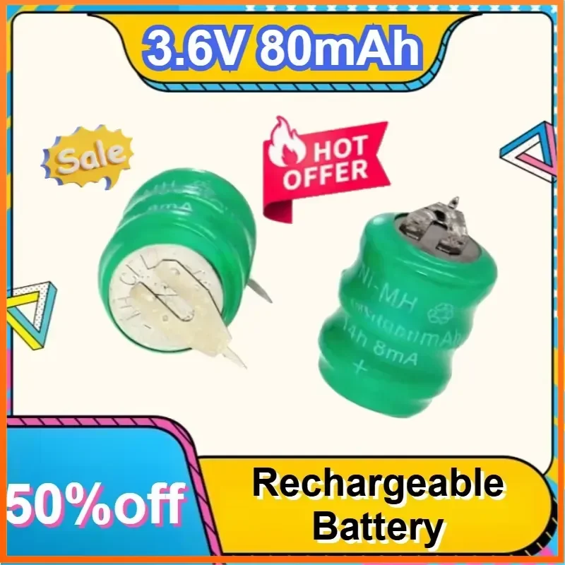 10PCS-3.6V 80mAh Ni-MH Rechargeable Battery 2 Pin for Solar Light Water Heater Clock
10PCS-3.6V 80mAh Ni-MH Rechargeable Battery 2 Pin for Solar Light Water Heater Clock