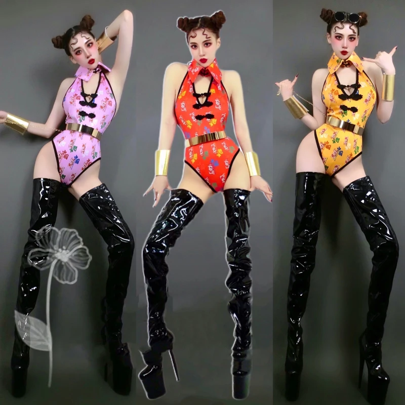 Pole Dance Jumpsuit Chinese Style Festival Clothing V-Neck Sleeveless One-Piece Nightclub Female Singer Stage Outfits DWY7029
Pole Dance Jumpsuit Chinese Style Festival Clothing V-Neck Sleeveless One-Piece Nightclub Female Singer Stage Outfits DWY7029