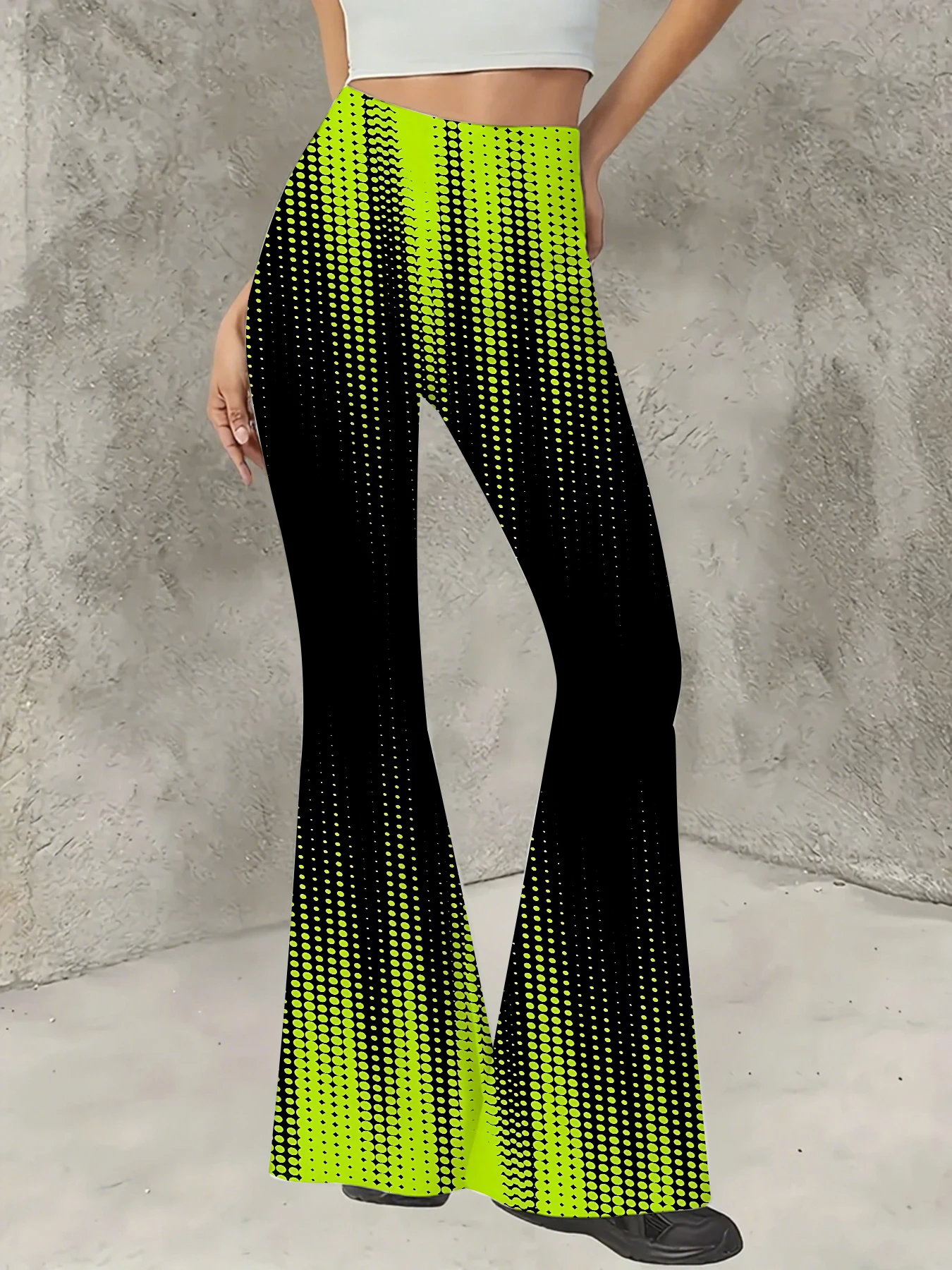 Retro Printed Flare Pants Women High Waist Polyester Knit Bell Bottom Trousers
Retro Printed Flare Pants Women High Waist Polyester Knit Bell Bottom Trousers