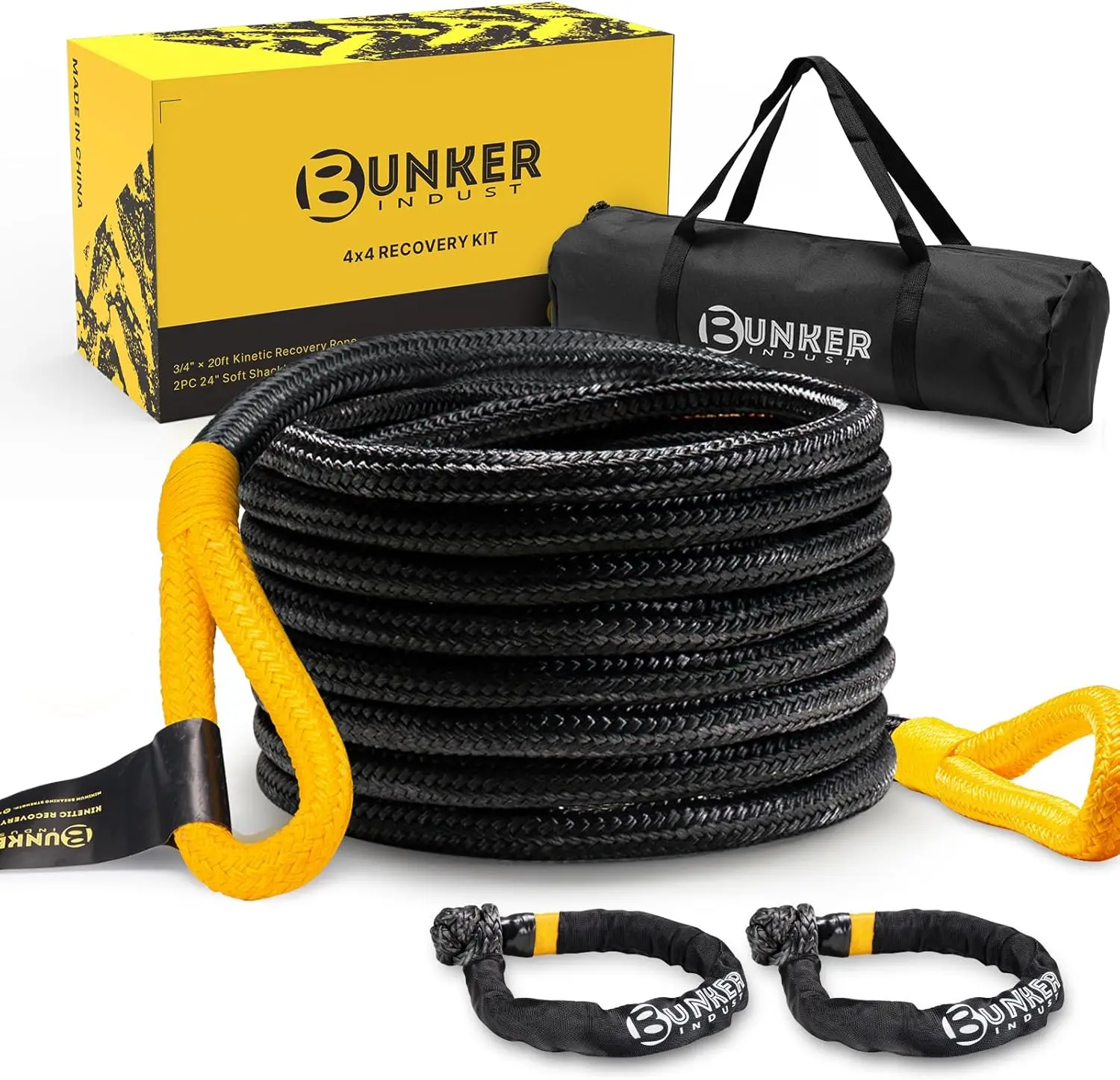 Kinetic Recovery Rope 3/4in×20ft with 2 Soft Shackles, 18,700lbs Breaking Strength, 50% Stretch, Off Road Tow Rope for UTV ATV
Kinetic Recovery Rope 3/4in×20ft with 2 Soft Shackles, 18,700lbs Breaking Strength, 50% Stretch, Off Road Tow Rope for UTV ATV