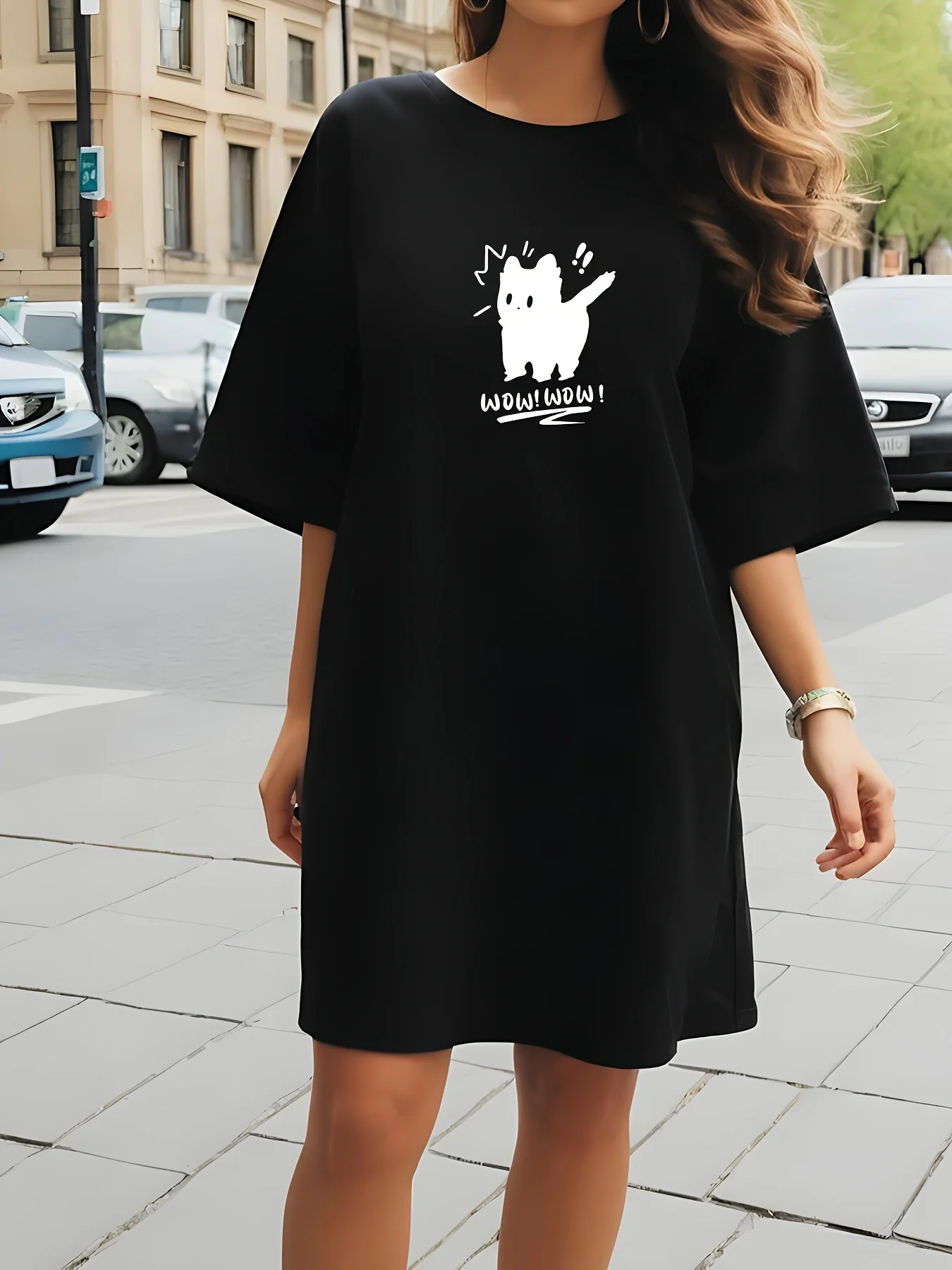2025 Summer New Styles Women's Black Cat Graphic Printed Short Sleeve Dress Black Round Neck Casual Breathable Loose Skirt
2025 Summer New Styles Women's Black Cat Graphic Printed Short Sleeve Dress Black Round Neck Casual Breathable Loose Skirt