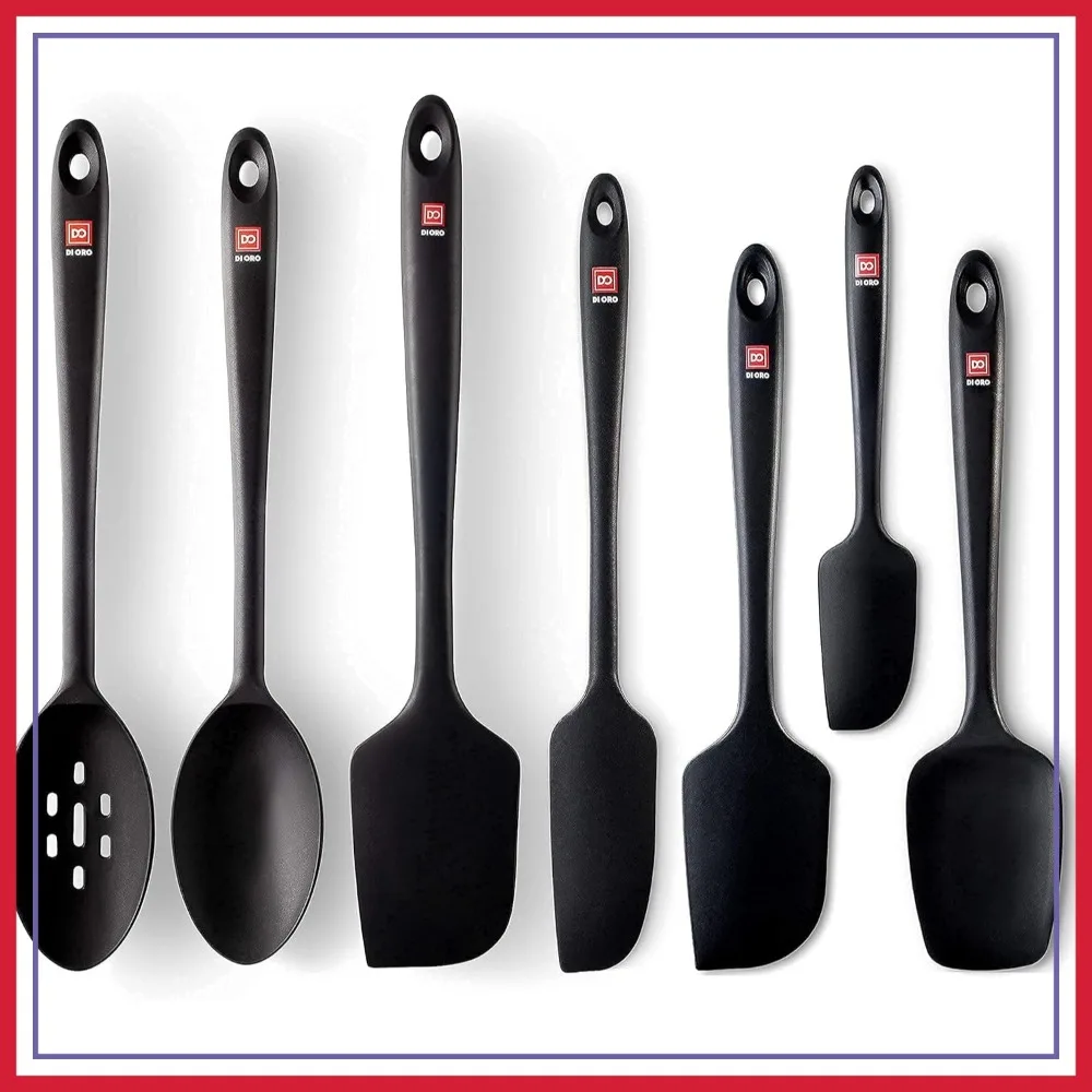 7-Piece Silicone Utensil Set - 600°F Heat-Resistant, Food Grade, BPA Free, LFGB Certified - 5 Spatulas & 2 Spoons (Black)
7-Piece Silicone Utensil Set - 600°F Heat-Resistant, Food Grade, BPA Free, LFGB Certified - 5 Spatulas & 2 Spoons (Black)