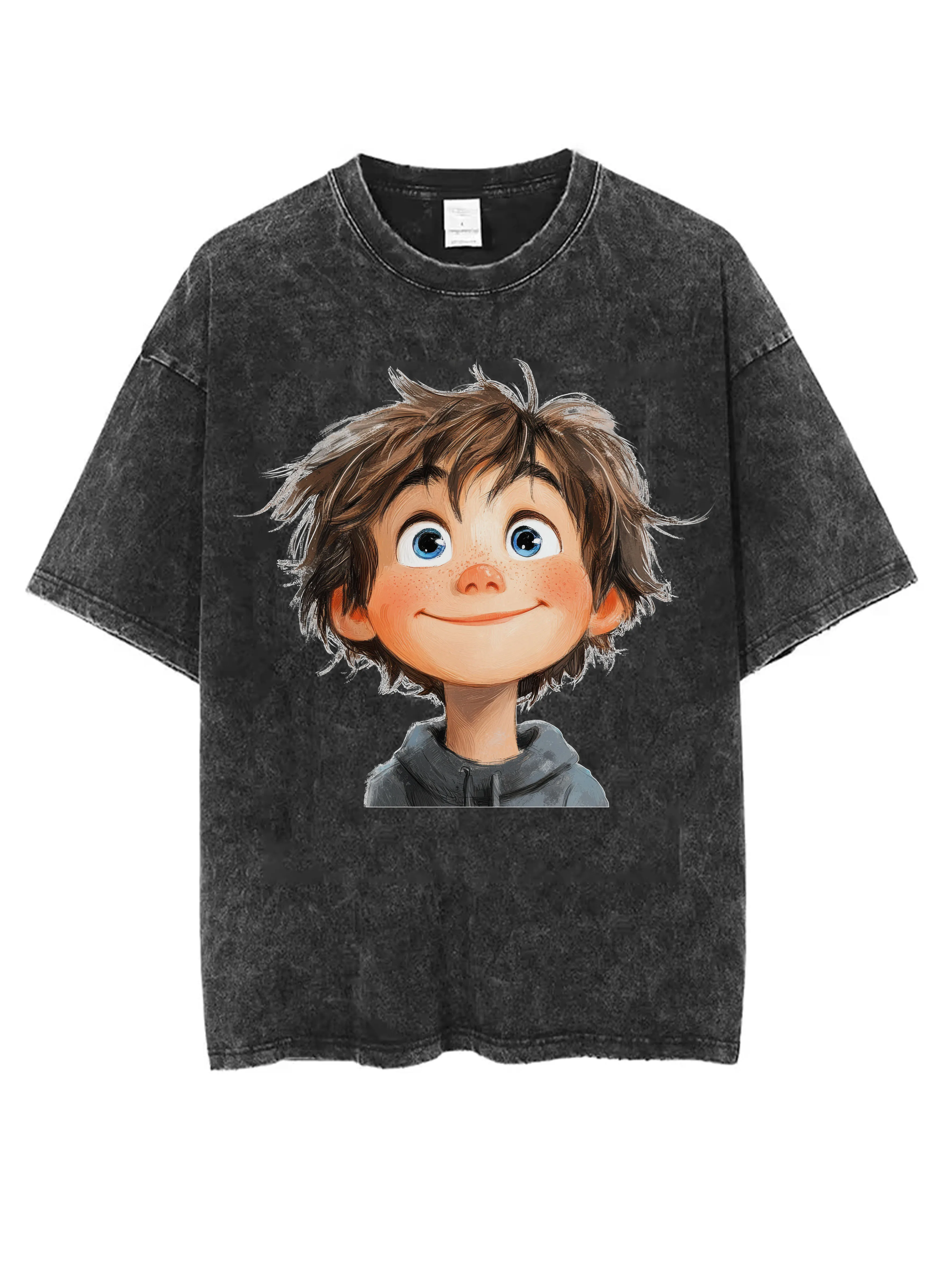 Boy Washed Black Round-Neck T-Shirt Loose Fit Comfortable for Men Women Ideal for Winter Christmas
Boy Washed Black Round-Neck T-Shirt Loose Fit Comfortable for Men Women Ideal for Winter Christmas