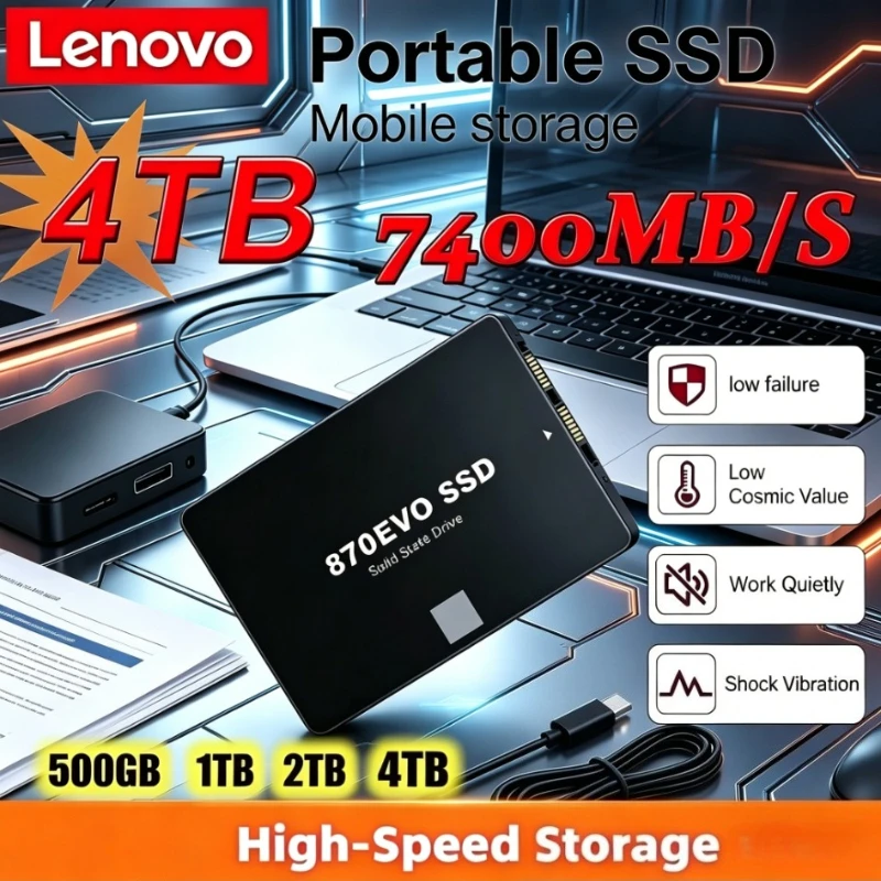 New Lenovo 870 EVO 1TB 2TB 4TB 2.5 Inch SATA3 Internal SSD High Speed Solid State Drive for Laptop and Desktop PC
New Lenovo 870 EVO 1TB 2TB 4TB 2.5 Inch SATA3 Internal SSD High Speed Solid State Drive for Laptop and Desktop PC