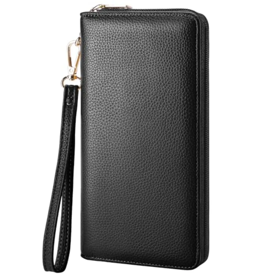 Chelmon Women's Vegan Leather Clutch Wallet with Zip, Hand Strap, Large Capacity
Chelmon Women's Vegan Leather Clutch Wallet with Zip, Hand Strap, Large Capacity