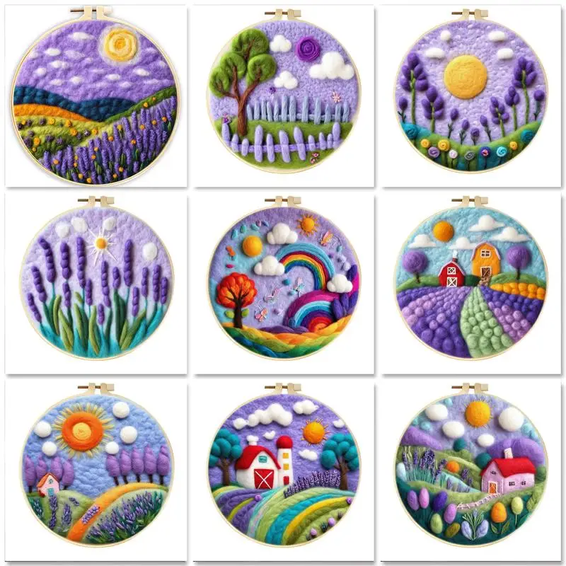 GATYZTORY DIY Wool Felt Painting Embroidery Kit Lavender Scenery Wool Needle Felting Kits Beginners Art Craft Painting Gift
GATYZTORY DIY Wool Felt Painting Embroidery Kit Lavender Scenery Wool Needle Felting Kits Beginners Art Craft Painting Gift