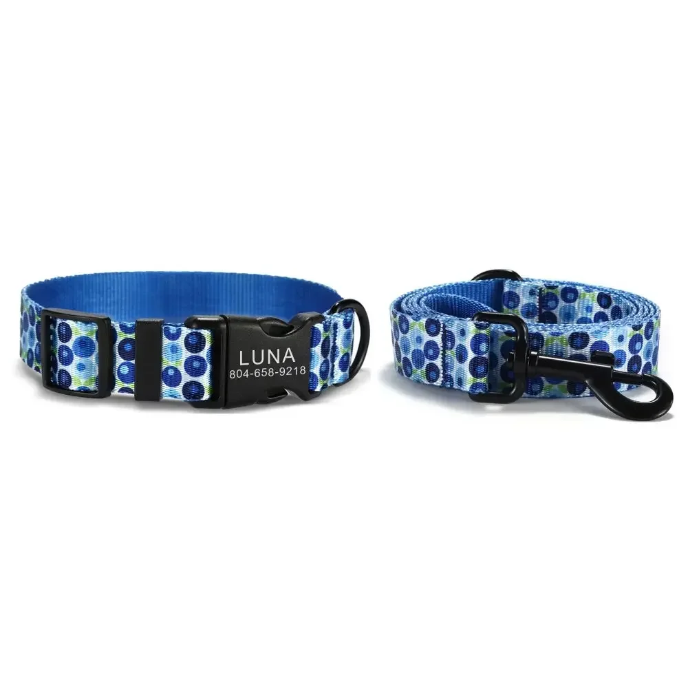 Personalized Dog Collar with Free Engraving, Matching Pet Leash,Customzied Contacts Buckle, Blueberry Cat Pet Collar
Personalized Dog Collar with Free Engraving, Matching Pet Leash,Customzied Contacts Buckle, Blueberry Cat Pet Collar