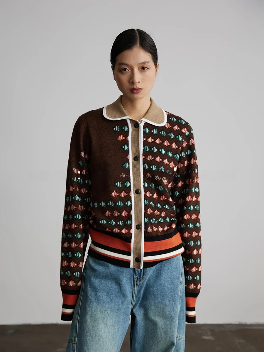 Женский вязаный кардиган-свитер с воротником, осенне-зимний, теплый, с длинными рукавами, в стиле колор-блок
Женский вязаный кардиган-свитер с воротником, осенне-зимний, теплый, с длинными рукавами, в стиле колор-блок