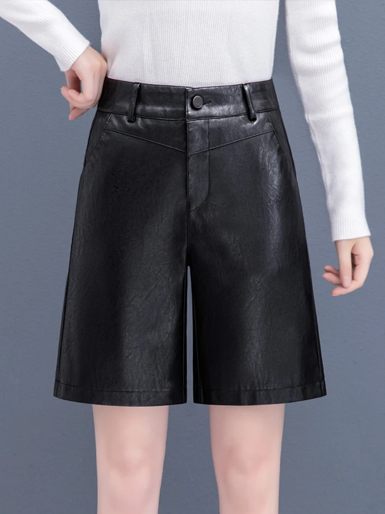 Slimming High Waist PU Leather Straight Leg Pants Women's Autumn Winter Fashion Wide Leg Five-Quarter Bootcut Trousers
Slimming High Waist PU Leather Straight Leg Pants Women's Autumn Winter Fashion Wide Leg Five-Quarter Bootcut Trousers