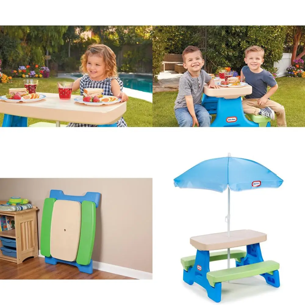 Multi-Colored Easy Store Picnic Table with Umbrella, 42L x 38W x 19.75H
Multi-Colored Easy Store Picnic Table with Umbrella, 42L x 38W x 19.75H