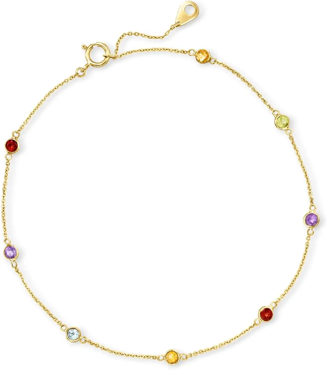 Pure Collection by Ross-Simons 0.60 ct. t.w. Multi-Gemstone Station Anklet in 14kt Yellow Gold. 9 inches
Pure Collection by Ross-Simons 0.60 ct. t.w. Multi-Gemstone Station Anklet in 14kt Yellow Gold. 9 inches