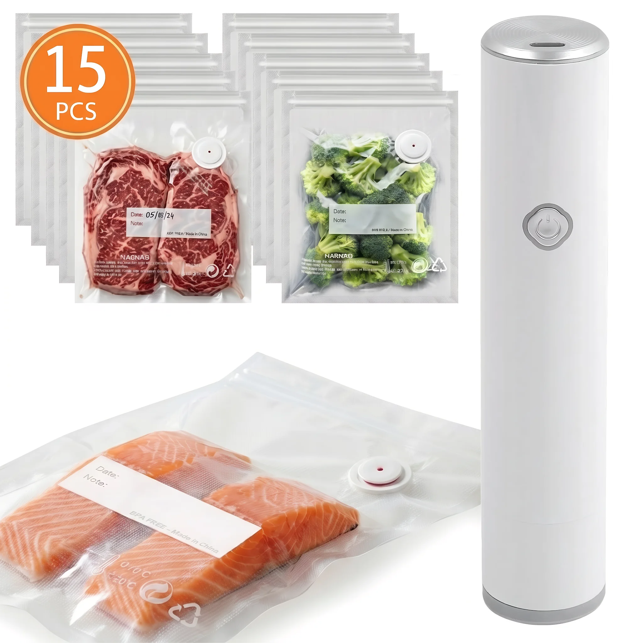 Vacuum Sealer Machine with 15 Vacuum Bags, Compact Food Vacuum Sealer, Powerful Handheld Vacuum Sealer, 1200mAh Large Capacity
Vacuum Sealer Machine with 15 Vacuum Bags, Compact Food Vacuum Sealer, Powerful Handheld Vacuum Sealer, 1200mAh Large Capacity