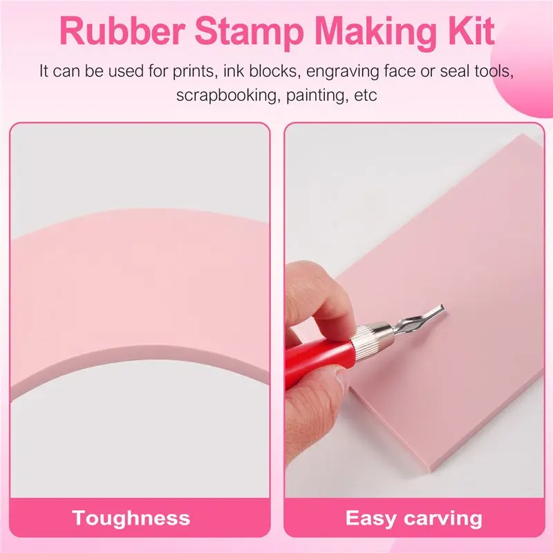 Rubber Stamp Making Kit,Block Printing Tool Kit,Linoleum Cutter With 6 Type Blades,Tracing Paper For Craft Stamp Carving-[A22I S
Rubber Stamp Making Kit,Block Printing Tool Kit,Linoleum Cutter With 6 Type Blades,Tracing Paper For Craft Stamp Carving-[A22I S