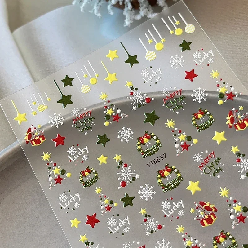 5D Winter Christmas Nail Stickers Colorful Star Garland Bells Snowflake Nail Art Decal Manicure Decorations
5D Winter Christmas Nail Stickers Colorful Star Garland Bells Snowflake Nail Art Decal Manicure Decorations