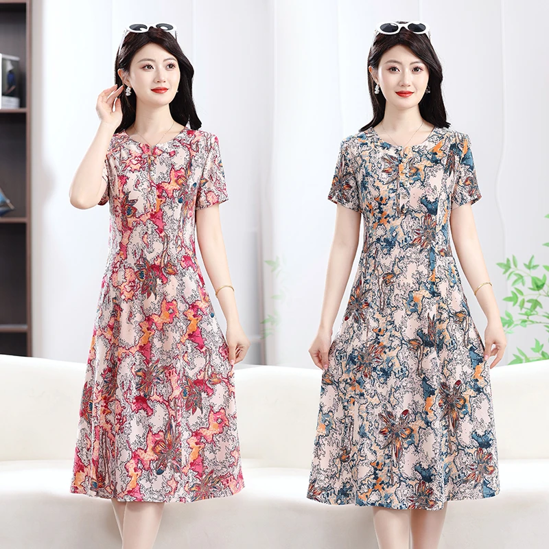 New Fashion Casual Summer Elegant Dresses For Women O-Neck Print Vintage Short Sleeve Dress Loose Women Clothing
New Fashion Casual Summer Elegant Dresses For Women O-Neck Print Vintage Short Sleeve Dress Loose Women Clothing