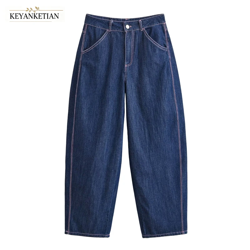 KEYANKETIAN 2026 Streetwear High Waist Carrot Jeans Loose Baggy Fit Contrast Stitch Dark Blue Full Length Denim Long Trousers
KEYANKETIAN 2026 Streetwear High Waist Carrot Jeans Loose Baggy Fit Contrast Stitch Dark Blue Full Length Denim Long Trousers