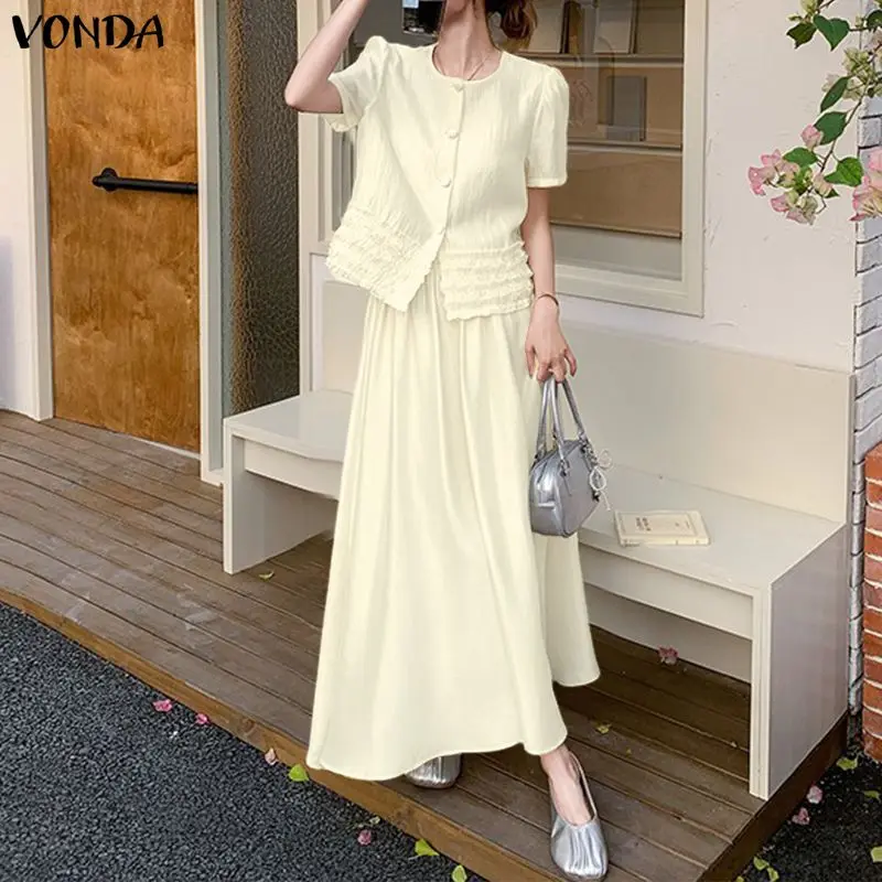 VONDA Fashion Dress Sets Women Summer Short Sleeve Shirts and Long Skirts 2026 Elegant Solid 2pcs Casual 2 Piece Outfits Loose
VONDA Fashion Dress Sets Women Summer Short Sleeve Shirts and Long Skirts 2026 Elegant Solid 2pcs Casual 2 Piece Outfits Loose