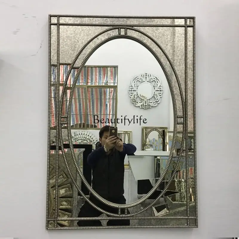 French retro bathroom bathroom mirror, background wall art hanging mirror American wall hanging
French retro bathroom bathroom mirror, background wall art hanging mirror American wall hanging