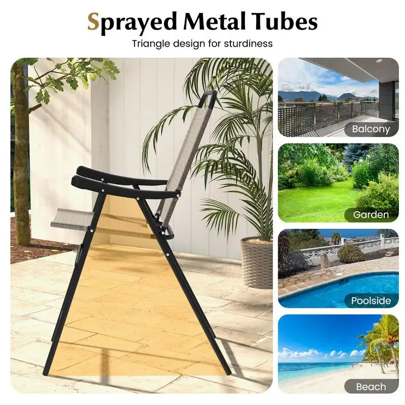 Patio Folding Bar Stool Set of 2 with Metal Frame and Footrest-Coffee
Patio Folding Bar Stool Set of 2 with Metal Frame and Footrest-Coffee