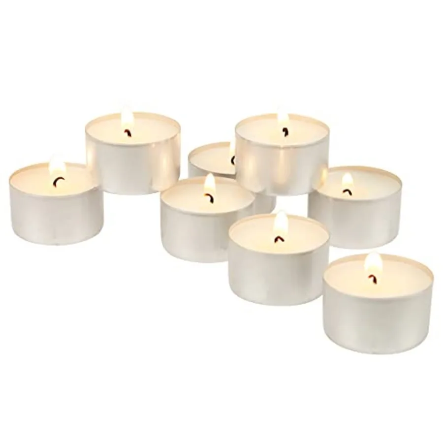 White Unscented Smokeless Long Burning Tea Light Candles with 8 Hour Burn Time, 200 Count
White Unscented Smokeless Long Burning Tea Light Candles with 8 Hour Burn Time, 200 Count