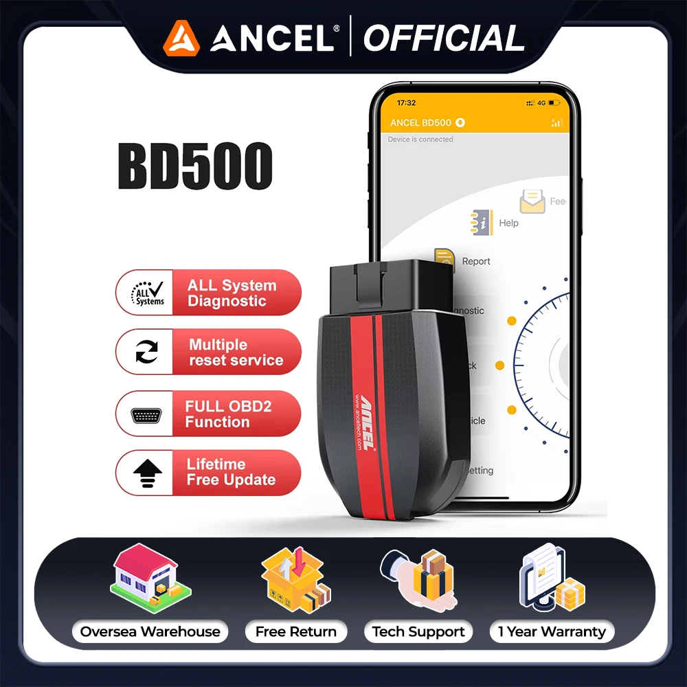 ANCEL BD500 OBD2 Auto Code Reader Bluetooth IOS Android Intelligent Diagnostic Tool EPB Oil Reset Battery Check OBD2 Scanner
ANCEL BD500 OBD2 Auto Code Reader Bluetooth IOS Android Intelligent Diagnostic Tool EPB Oil Reset Battery Check OBD2 Scanner