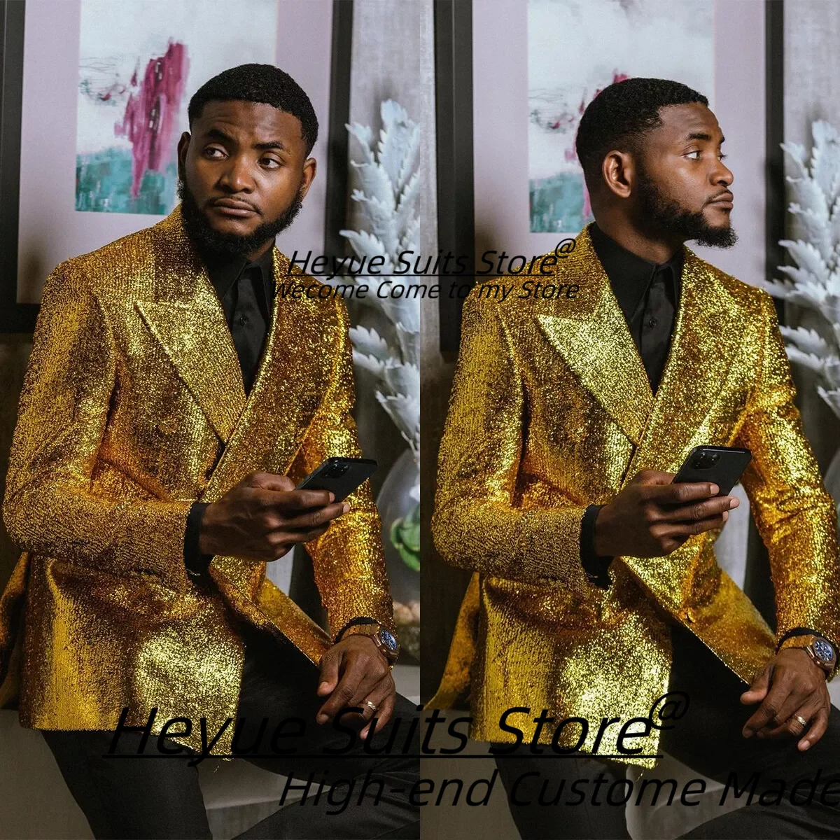 Золотые блестящие мужские костюмы для выпускного вечера по индивидуальному заказу, двубортные свадебные смокинги для жениха, комплекты из 2 предметов, мужские вечерние пиджаки, Ropa Hombre
Золотые блестящие мужские костюмы для выпускного вечера по индивидуальному заказу, двубортные свадебные смокинги для жениха, комплекты из 2 предметов, мужские вечерние пиджаки, Ropa Hombre