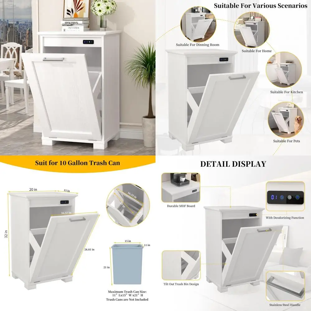 Деревянный наклонный шкаф для мусорного бака на 10 галлонов с контролем запаха для домашнего и кухонного использования
Деревянный наклонный шкаф для мусорного бака на 10 галлонов с контролем запаха для домашнего и кухонного использования