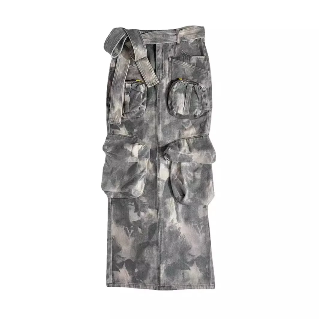 Ladies' Niche Camouflage Green Straight Tube Long Denim Skirt Spring/Summer Split Design Multi-Pocket Workwear Style
Ladies' Niche Camouflage Green Straight Tube Long Denim Skirt Spring/Summer Split Design Multi-Pocket Workwear Style