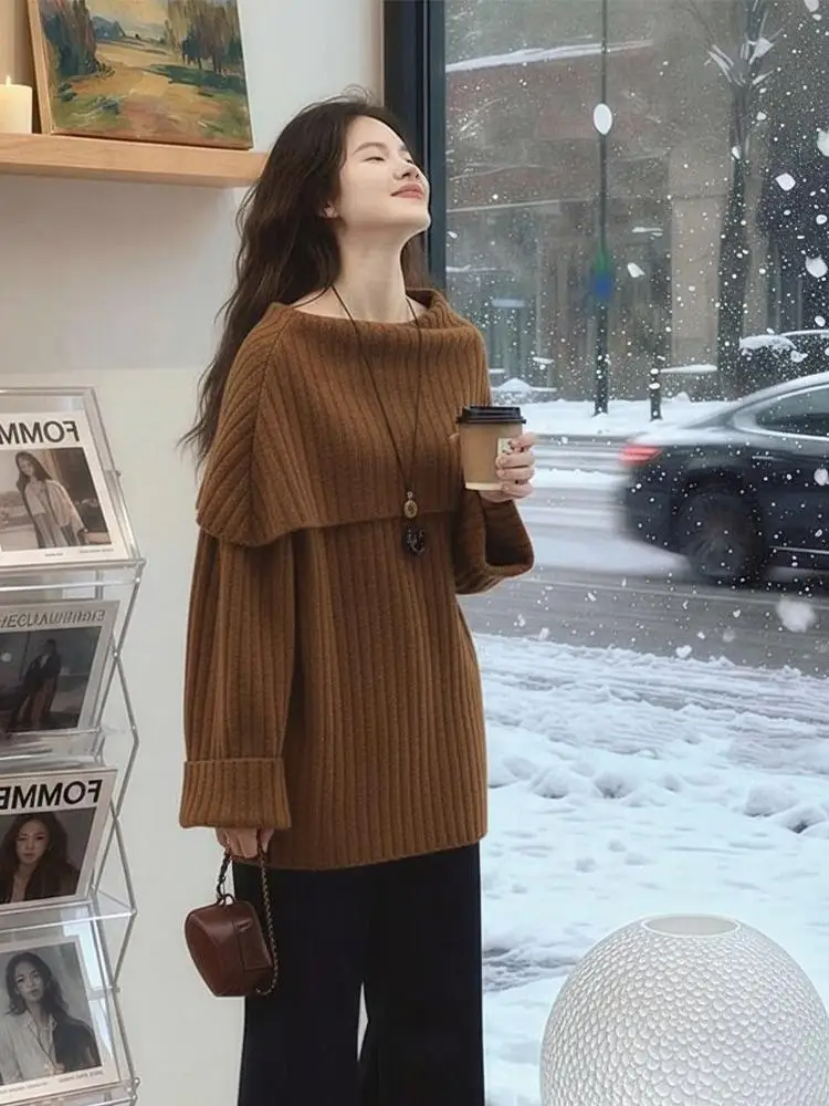 Autumn Winter Loose Fit Long Sve Knitted Sweater in Brown Color with Collar for Women Commute Sle Faionable Striped Kn...
Autumn Winter Loose Fit Long Sve Knitted Sweater in Brown Color with Collar for Women Commute Sle Faionable Striped Kn...