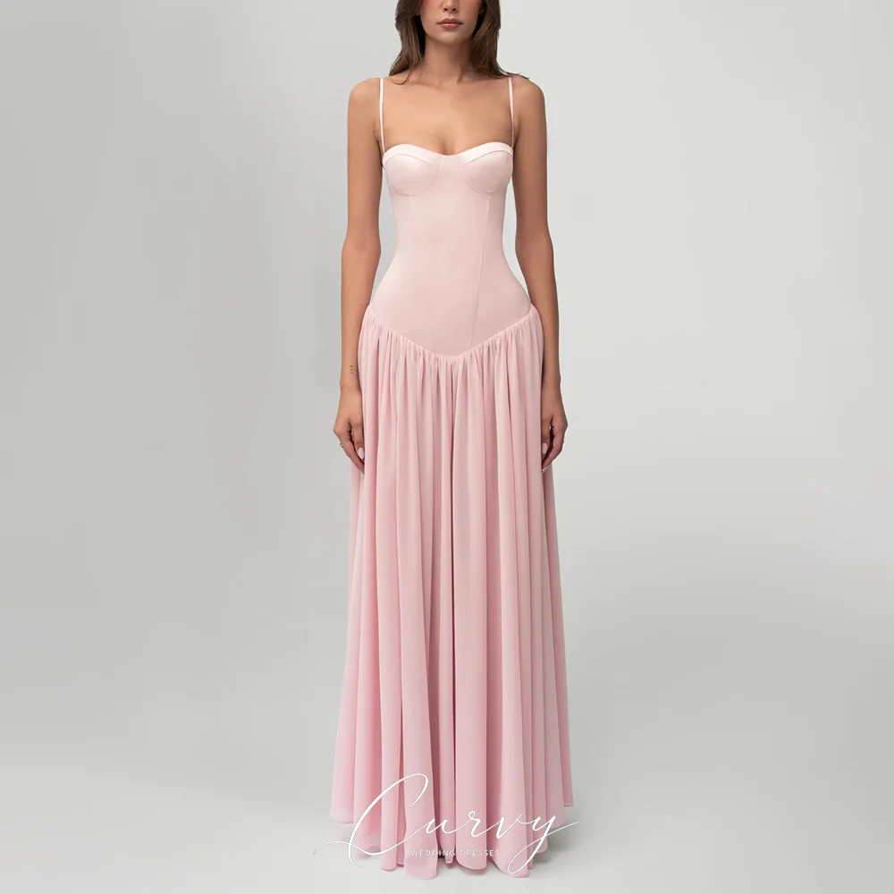 Curvy Minimal Blush Pink Evening Dresses Customized for Women Thin Strap Sweetheart Lace Up Back Chiffon A Line Maxi for Party
Curvy Minimal Blush Pink Evening Dresses Customized for Women Thin Strap Sweetheart Lace Up Back Chiffon A Line Maxi for Party