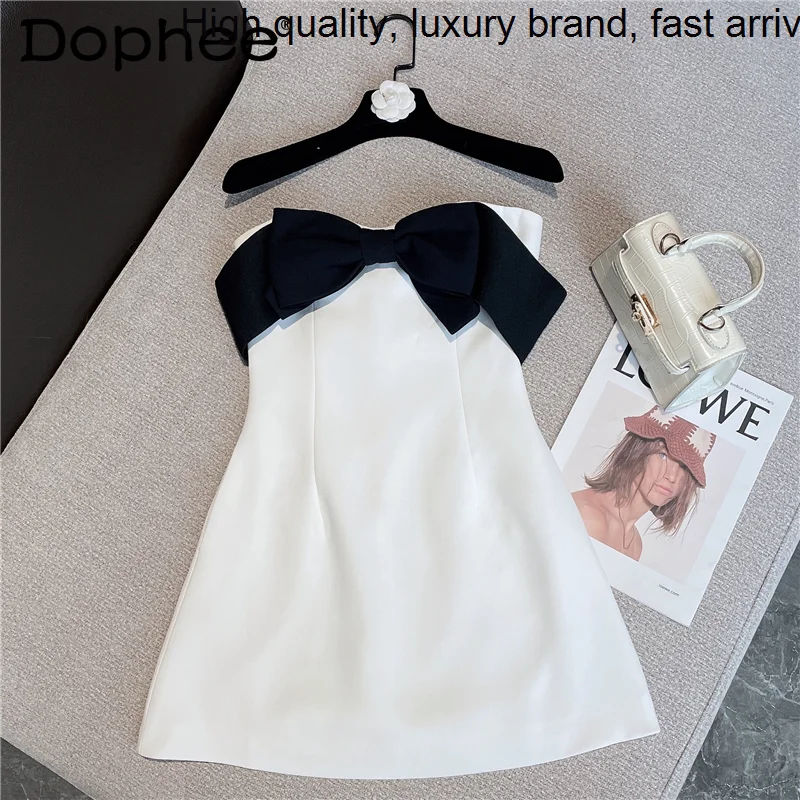 Black White Elegant Contrast Color Bow Mini Women Temperament Sexy Slim-Fit Strapless Dress Party 2023 Summer New Vestidos
Black White Elegant Contrast Color Bow Mini Women Temperament Sexy Slim-Fit Strapless Dress Party 2023 Summer New Vestidos