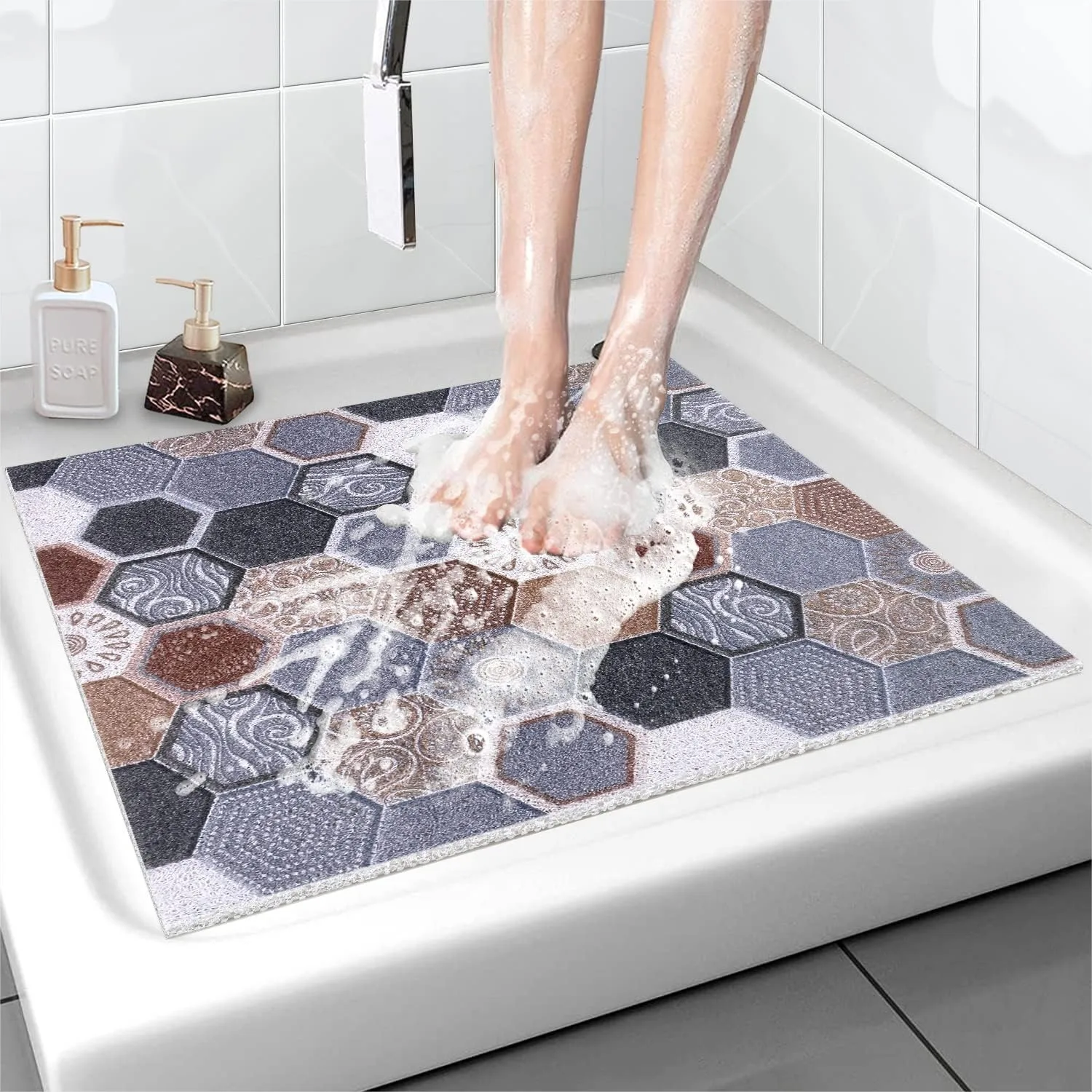 Non-Slip Shower Mat 24x24 Inch, Soft Comfort Bath Mat with Drainage Holes, PVC Loofah Massage Bathmat for Bathroom Wet Areas,
Non-Slip Shower Mat 24x24 Inch, Soft Comfort Bath Mat with Drainage Holes, PVC Loofah Massage Bathmat for Bathroom Wet Areas,