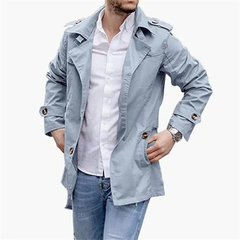 Spring Autumn Men's Solid Trench Turn Down Collar Streetwear Long Outwear Coats Male Chic Windbreaker Jackets Man Trench Coat
Spring Autumn Men's Solid Trench Turn Down Collar Streetwear Long Outwear Coats Male Chic Windbreaker Jackets Man Trench Coat