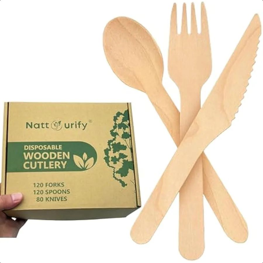 Wooden Compostable Utensils Set 320Pieces 120Forks 12Spoons 80 Knives Sturdy Wood Disposable Cutlery EcoFriendly Biodegradable
Wooden Compostable Utensils Set 320Pieces 120Forks 12Spoons 80 Knives Sturdy Wood Disposable Cutlery EcoFriendly Biodegradable