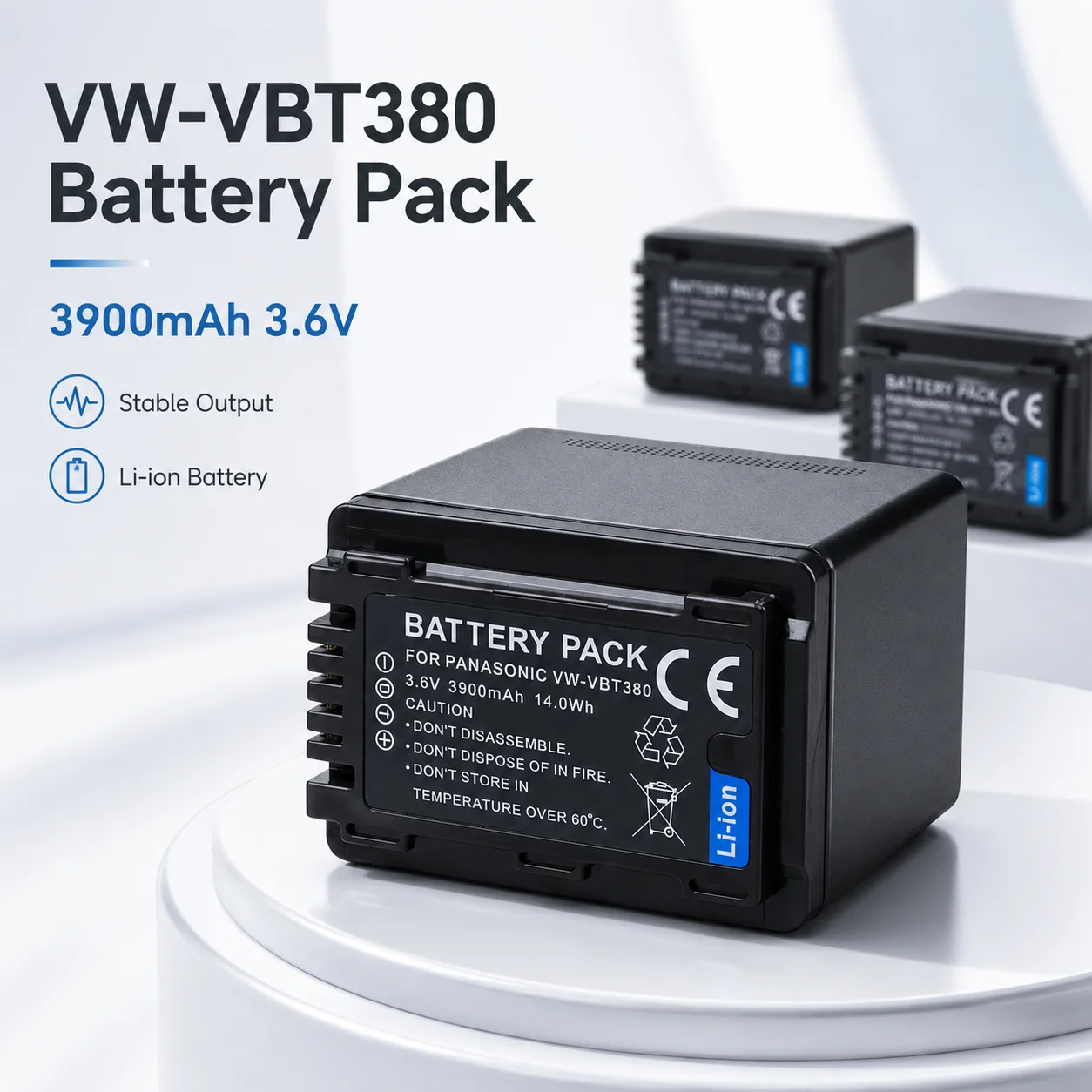 High Capacity 3900mAh VW-VBT380 VBT190 Li-ion Battery Replacement For Panasonic HC-V Series Video Camcorder
High Capacity 3900mAh VW-VBT380 VBT190 Li-ion Battery Replacement For Panasonic HC-V Series Video Camcorder